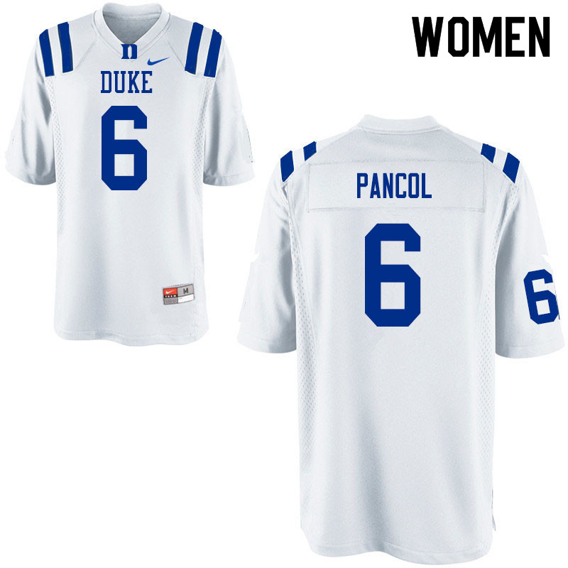 Women #6 Eli Pancol Duke Blue Devils College Football Jerseys Sale-White